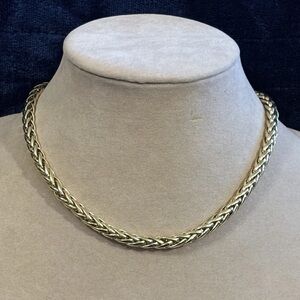 Chunky Gold Tone Rope Chain Necklace Magnetic Clasp Collar Length Estate Find